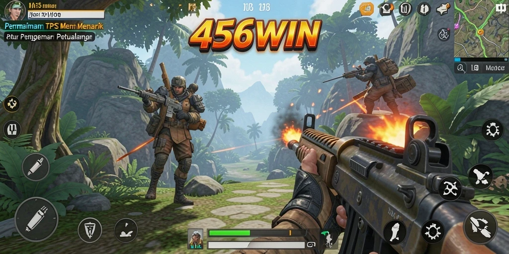 Tampilan aksi seru dalam gameplay TPS 456WIN.