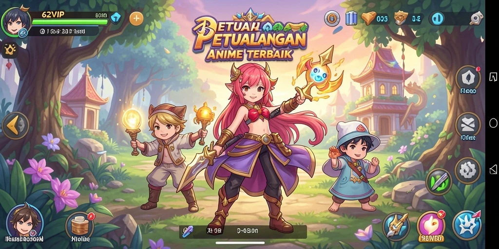 Tampilan menarik dari gameplay dalam 62VIP dengan karakter anime.