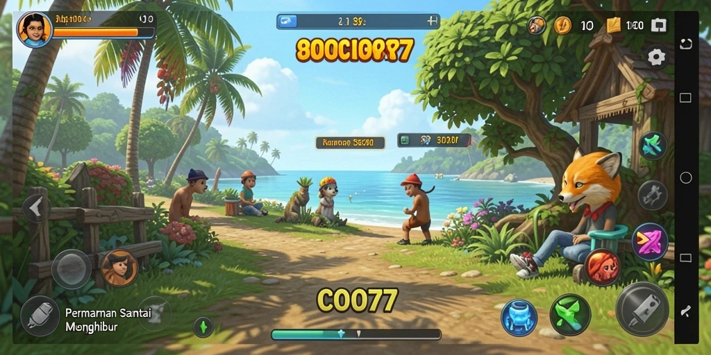 Tampilan gameplay seru dari COO77 yang penuh warna.
