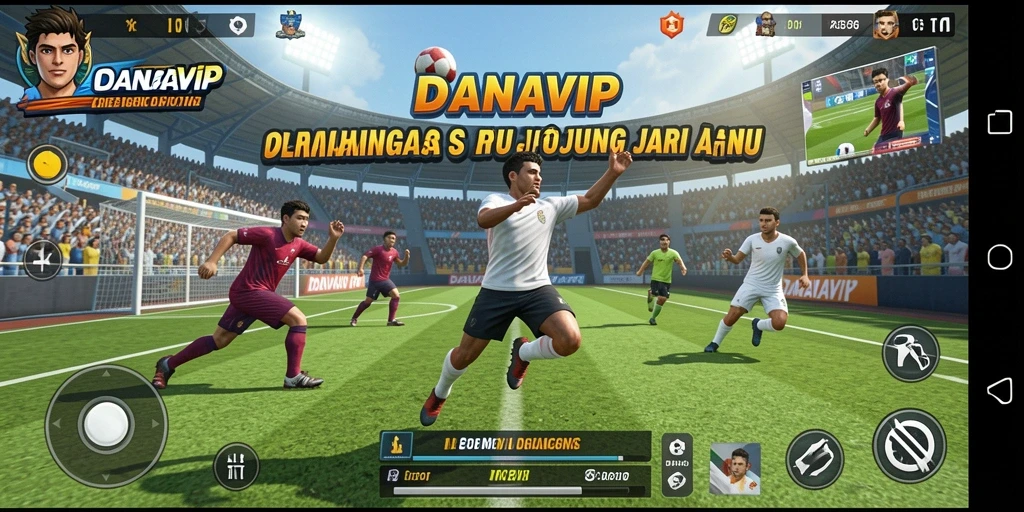 Screenshot DANAVIP menunjukkan aksi seru dalam permainan olahraga.