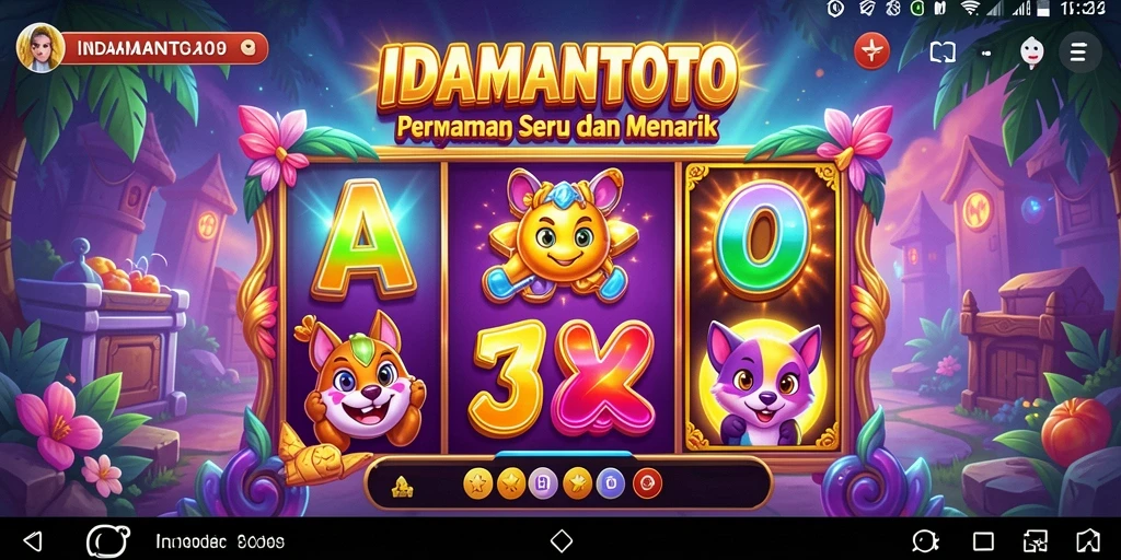 Tampilan utama gameplay <strong>IDAMANTOTO</strong> saat pemain melakukan spin.