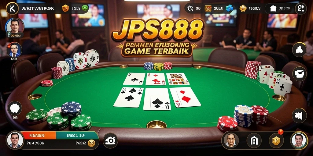 Tampilan utama gameplay JPS888 dengan suasana poker yang mendebarkan.
