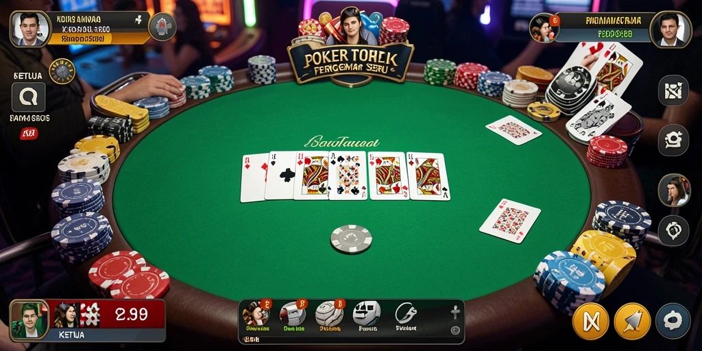 Tampilan permainan poker KETUA yang mendebarkan dan interaktif.