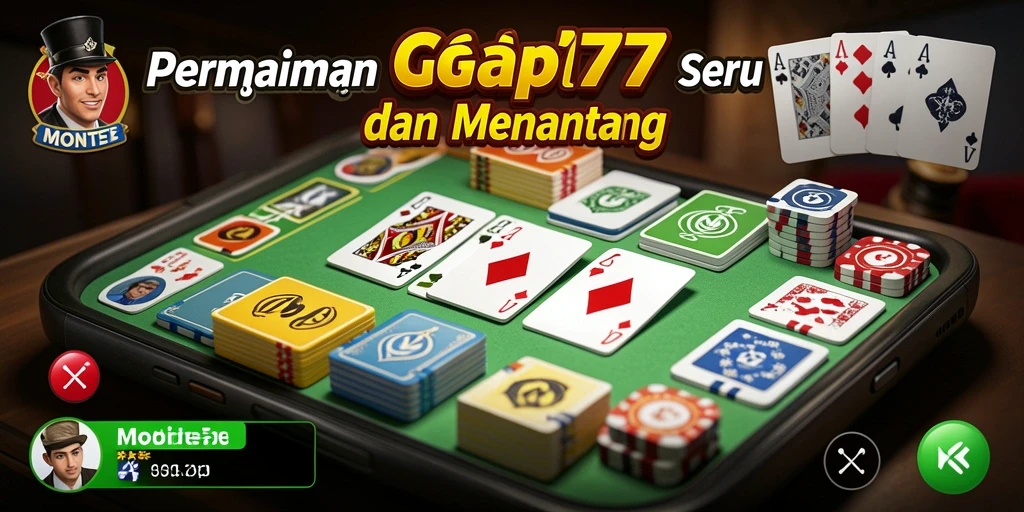 Tampilan gameplay seru di MONTE77 saat bermain Gaple.